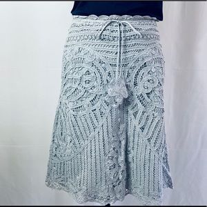 Blue Lace Skirt Cotton Size 2 from London Boutique